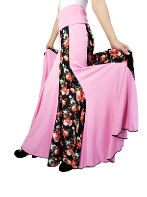 Happy Dance Flamenco Skirt- Rose/Pink Motif