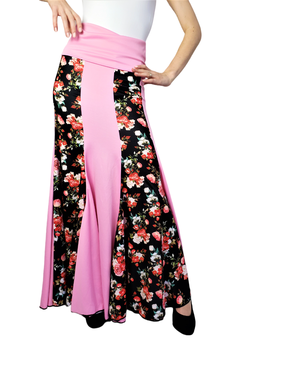 Happy Dance Flamenco Skirt- Rose/Pink Motif