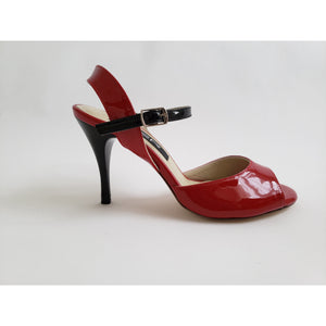 Ser Red and Black Patent, Open Heel Tango Shoe